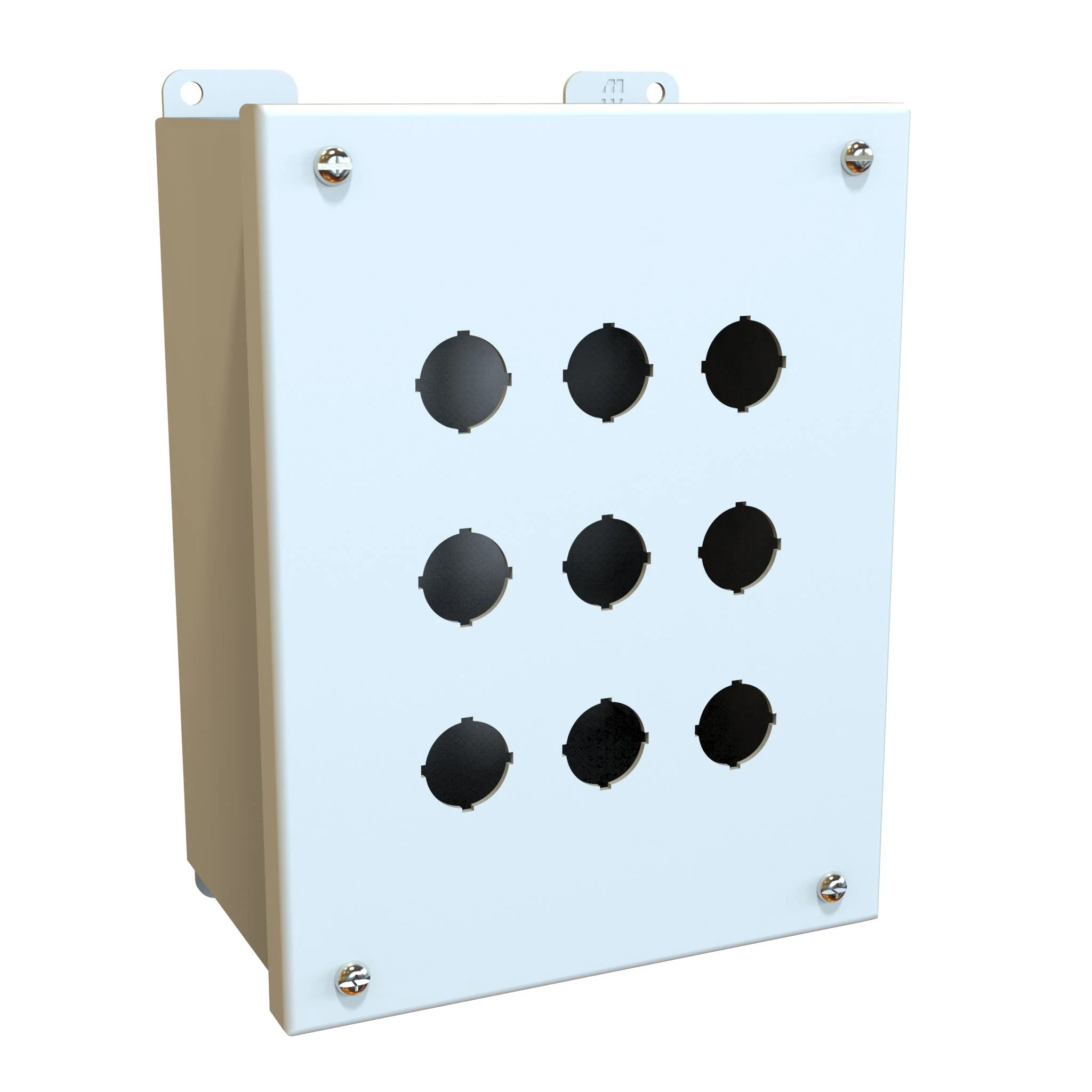 HAMMOND MPB9LG Pushbutton Enclosure, 9 Holes, 22mm, 9 x 7 x 4 Inch Size, Wall Mount, Carbon Steel | CV7LEC