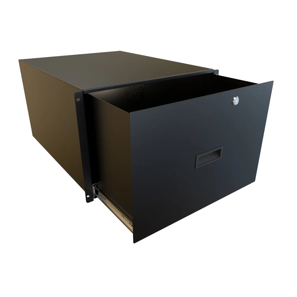 HAMMOND RDRW1901222BK1 Locking Rack Drawer, 19 Inch Rack Width, 22.25 Inch Depth, Carbon Steel, Black | CV7HKJ