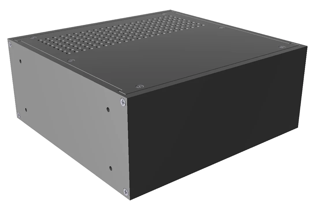 HAMMOND RM2U0808VBK Enclosure, Vented, 4 x 8 x 8 Inch Size, Desktop Mount, Aluminum, Black | CV7LKM