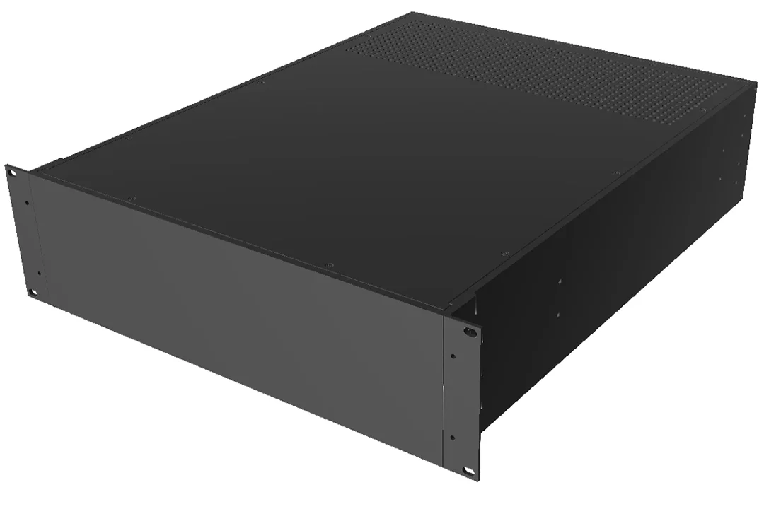HAMMOND RM3U1922VBK Enclosure, Vented, 5 x 17 x 22 Inch Size, Rack Or Desktop Mount, Aluminum, Black | CV7LLL