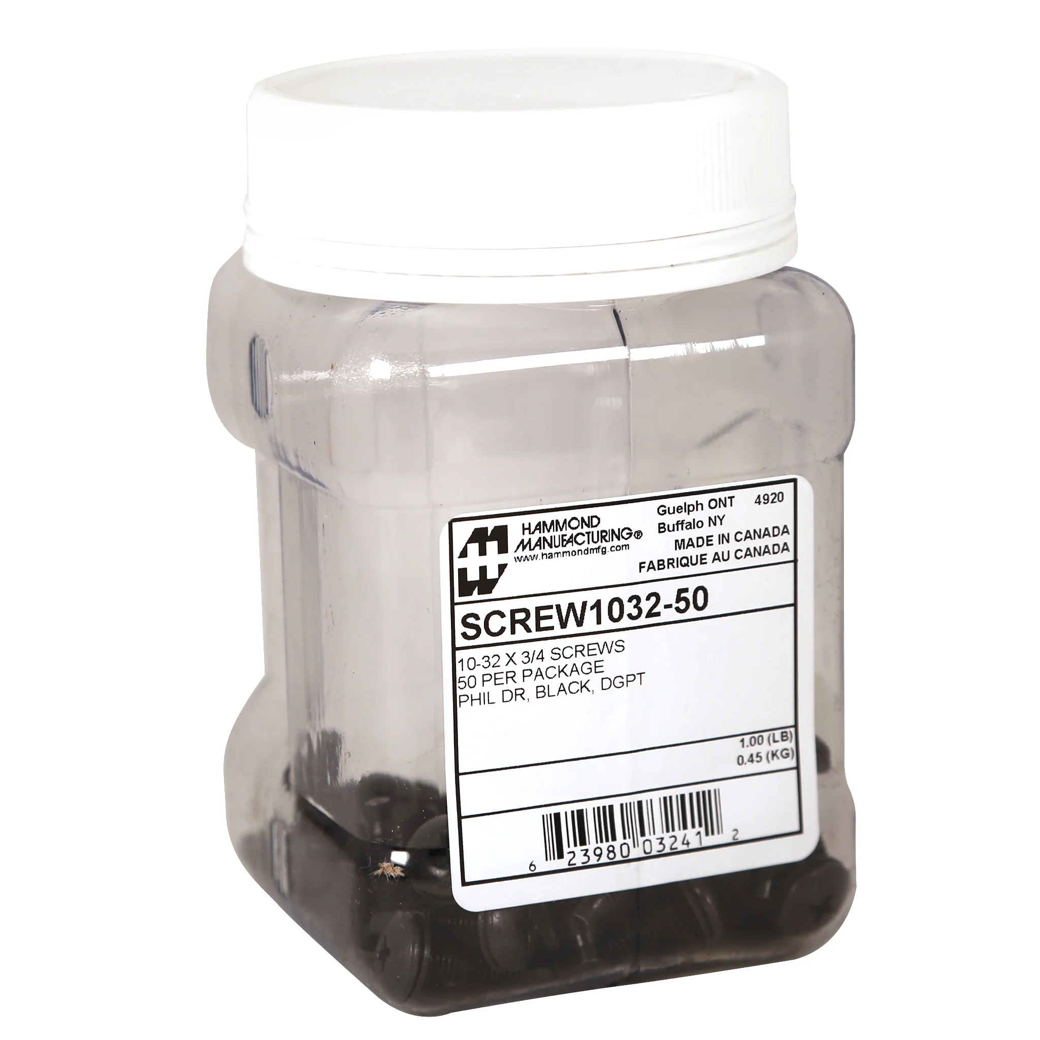 HAMMOND SCREW1032-50 Rack Mounting Screw, #10-32 Unf, #2 Phillips, Carbon Steel, Black Oxide Finish, Pack Of 50 | CV7YJY