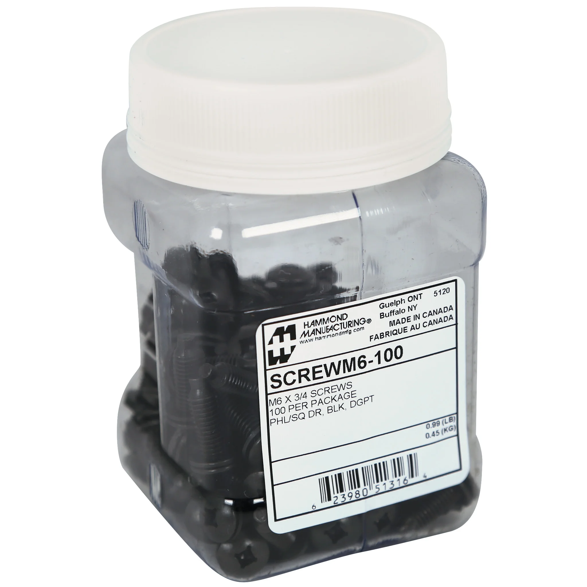 HAMMOND SCREWM6-100 Rack Mounting Screw, M6, Carbon Steel, Black Oxide Finish, Pack Of 100 | CV7YKD