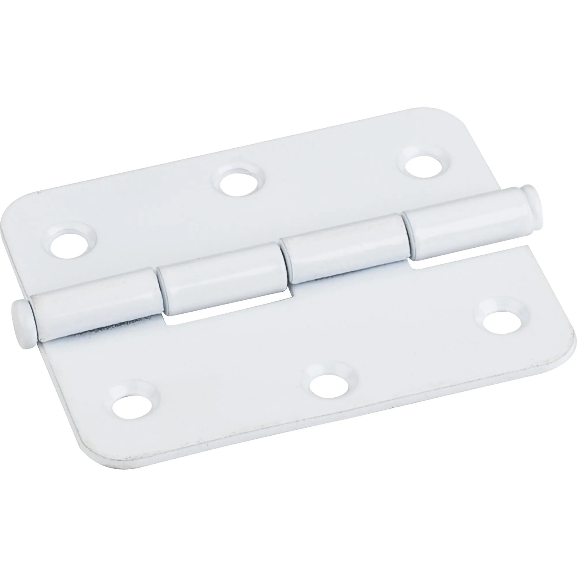 White 2-1/2 Inch x 2 Inch Radius Butt Hinge