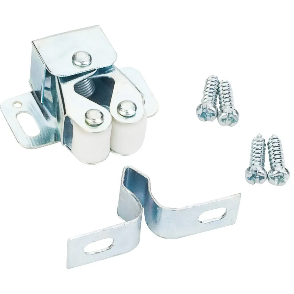 Double Roller Catch with Strike and Screws, Zinc Finish