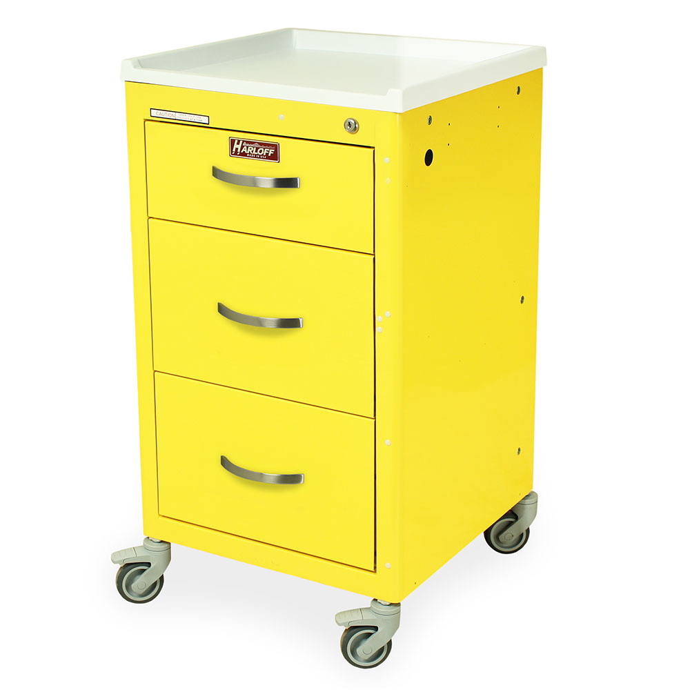 Harloff M3DS1824K03 Isolation Mini Cart, Three Drawers, Key Lock, 34.5 x 18 x 18 Inch Size | CJ6CLD