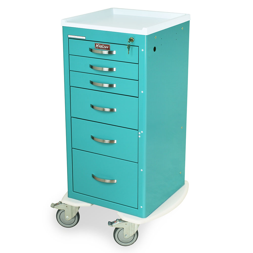 Harloff MPA1830K06 Anesthesia Cart, Six Drawer, Key Lock, 43.75 x 24.75 x 22 Inch Size | CJ6CQY