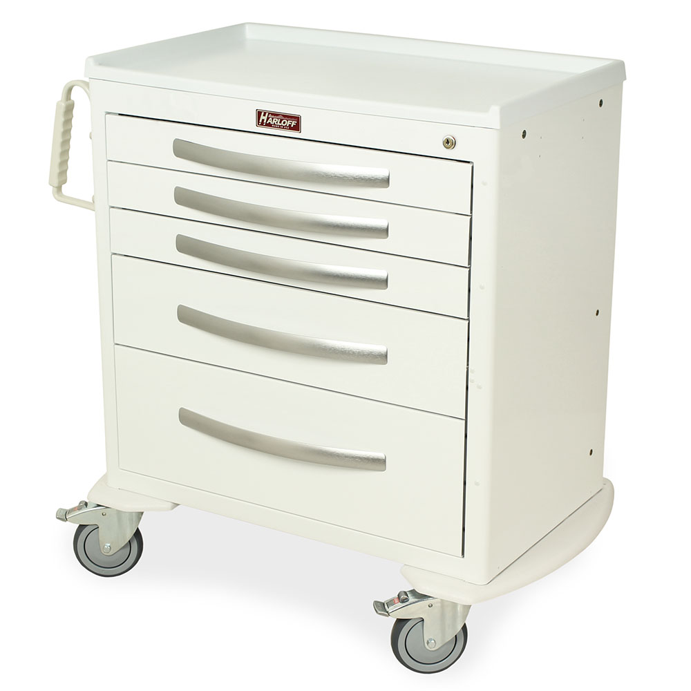 Harloff MPA3024K05 Lightweight Nursing Cart, Five Drawers, Key Lock, 37.25 x 36.75 x 22 Inch Size | CJ6CRG