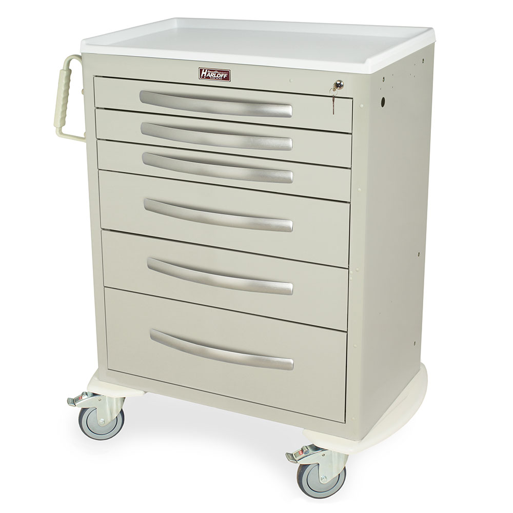 Harloff MPA3030K06 Lightweight Medical Cart, Key Lock, 43.75 x 36.75 x 22 Inch Size | CJ6CRU