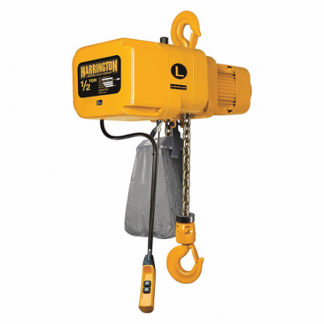HARRINGTON NER005L-10 Electric Chain Hoist, 1000 Lb Load Capacity, 1 Speeds, 208/230/460 Volt, 15 Fpm, 0.75 Hp | CR3QHT 4DFL1