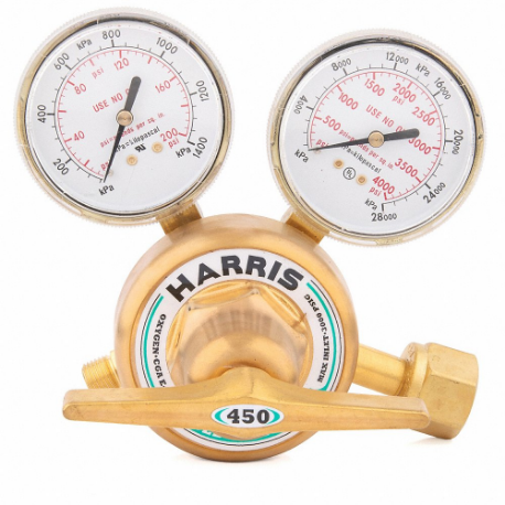 Gas Regulator, Single Stage, CGA 540 Inlet, 9/16 18 M RH Outlet, 125 PSIg, Oxygen