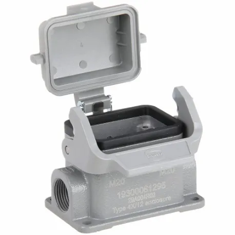 HARTING 19300061295 M20 Rectangular Connector Housing, Size 6 B, Surface Mount, Gray, Aluminum Die-Cast, IP65 | CR3TBG 793Y53