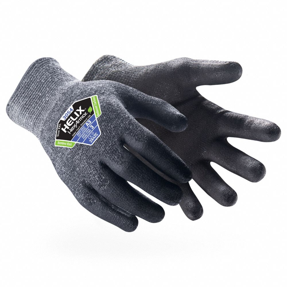 Safety Gloves, XS- 6, ANSI Cut Level A3, Palm, Dipped, Nitrile, Textured, 1 Pair