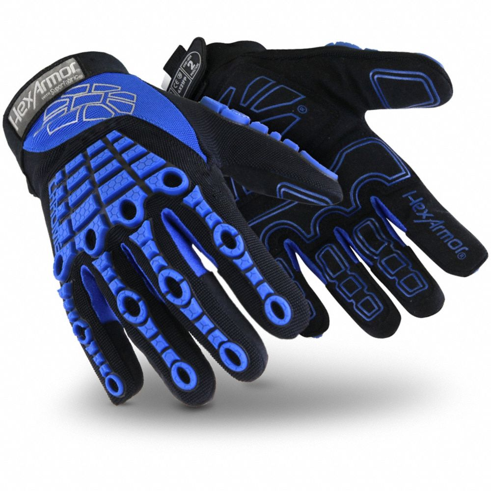 Mechanics Gloves, 3XL- 12, Mechanics Glove, Synthetic Leather with PVC Grip, TPR, 1 Pair