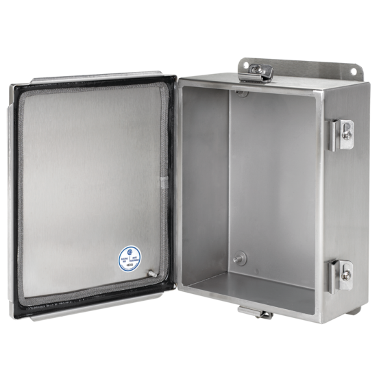 HOFFMAN A6044CHEMCSS Junction Box, Continuous Hinge With Clamps, EMC, 6 x 4 x 4 Inch Size, 304 SS | CH8CDF