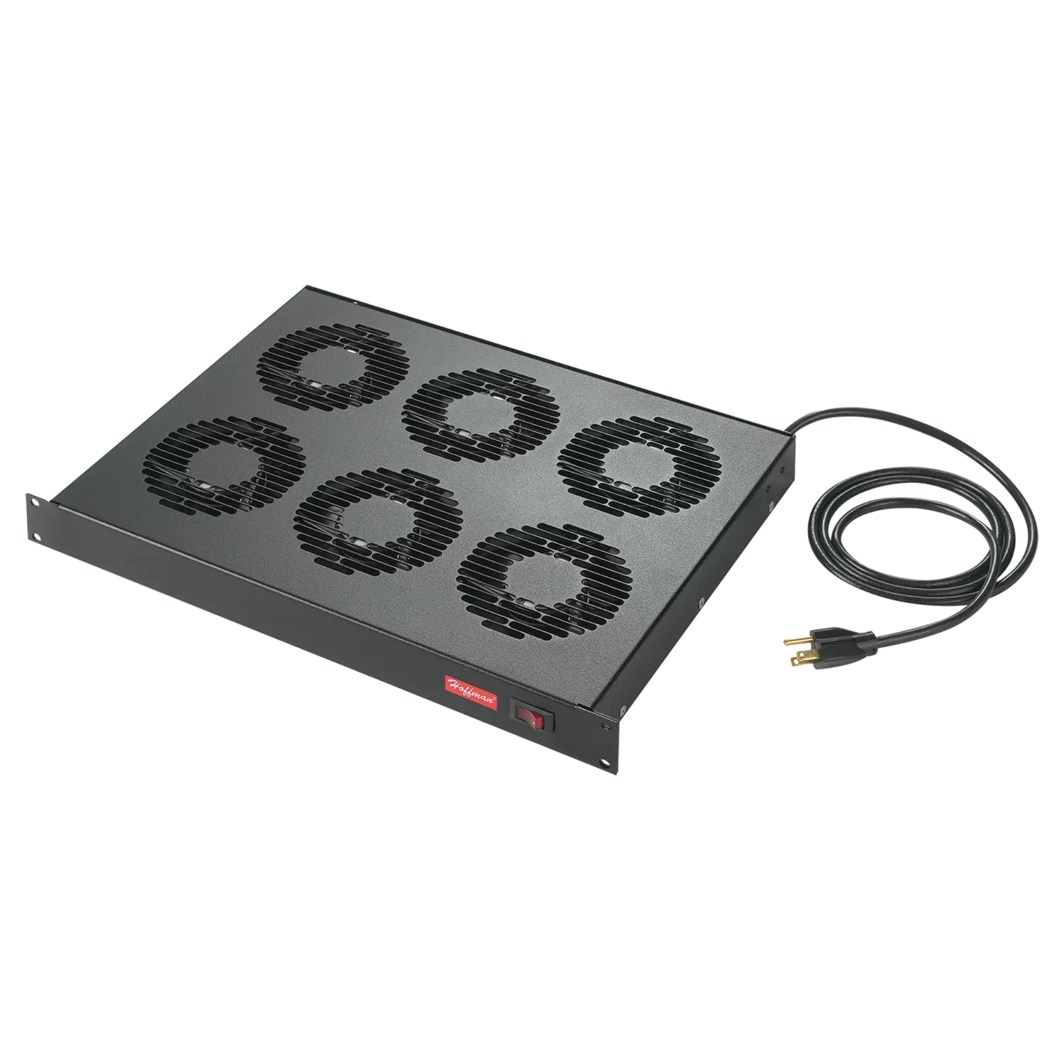 Fan Tray, 19 Inch Width, 100-120VAC, Black, Steel, 90W, 6 Fan