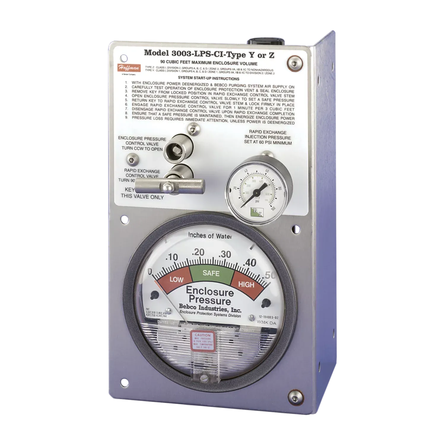 HOFFMAN A3003YZVM Purging/Pressurization System, Large Volume, 90 cu. ft., Vertical Mount | CH8BHF