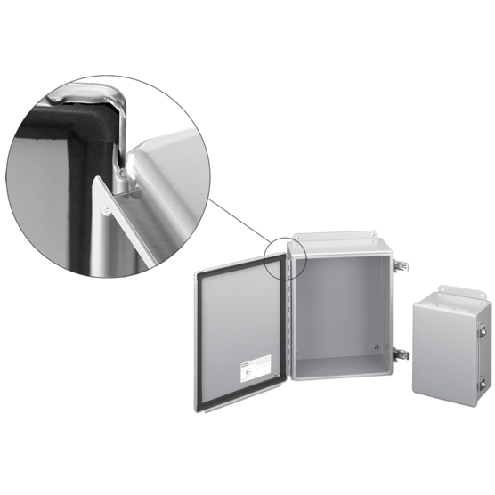 HOFFMAN A606CHFTC Enclosure, Continuous Hinge, Flange Collar, 6 x 6 x 4.54 Inch Size, Gray, Steel | CH8CER