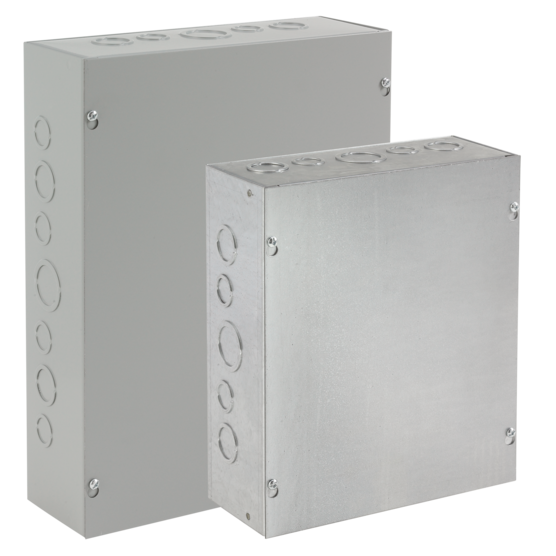 HOFFMAN ASE4X4X3 Box, Screw Cover, 4 x 4 x 3 Inch Size, Gray, Steel, With Knockouts | CH8EVQ