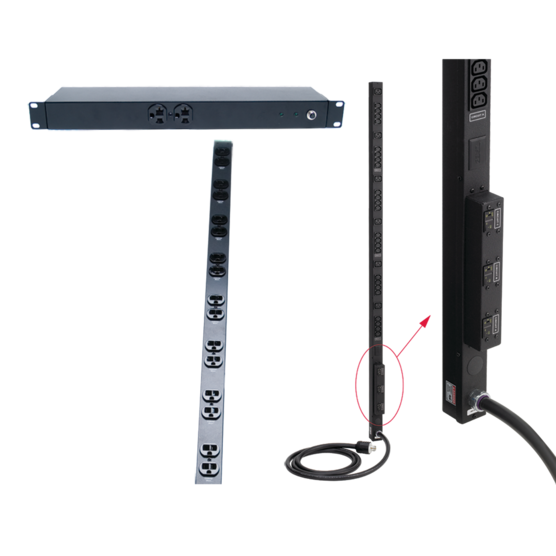 HOFFMAN DP1N191015S Power Distribution Unit, 19 Inch Length, Black, Steel, 10 Rec, 15A, Surge | CH8HWU