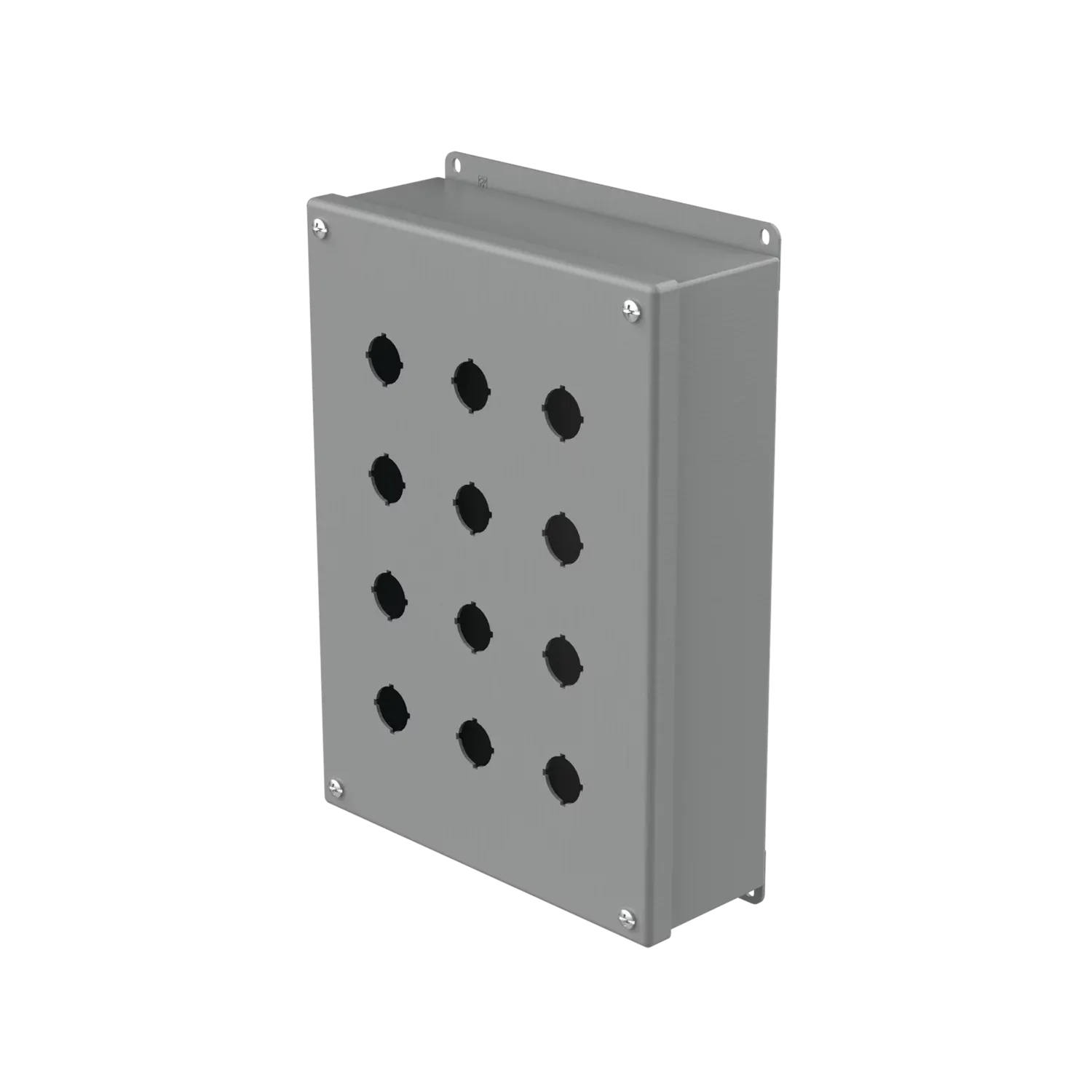 HOFFMAN E12PBG Pushbutton Enclosure, Type 12, 12 Holes, 22.5mm Hole Size, Gray, Steel | CH8HZE