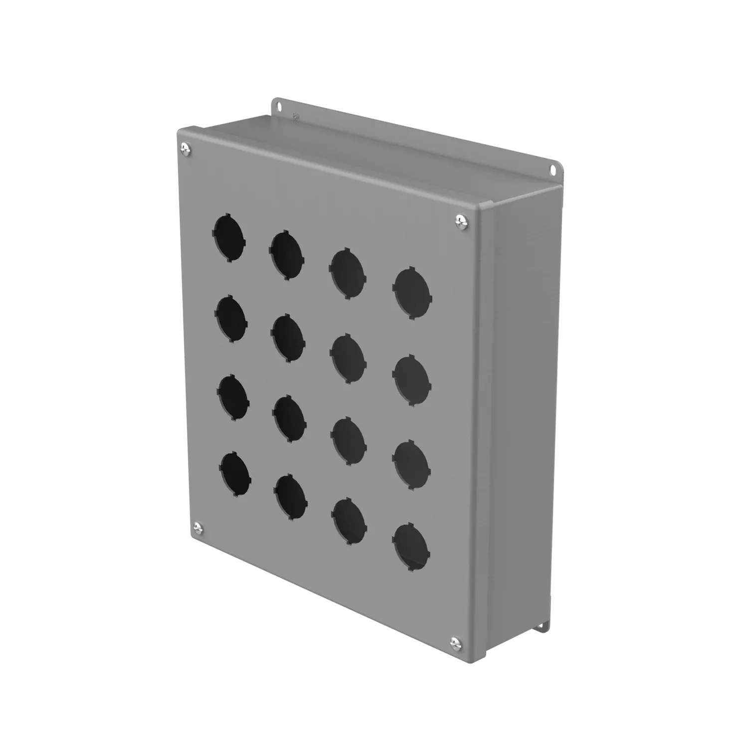 HOFFMAN E16PB Pushbutton Enclosure, Type 12, 16 Holes, 30.5mm Hole Size, Gray, Steel | CH8HZR