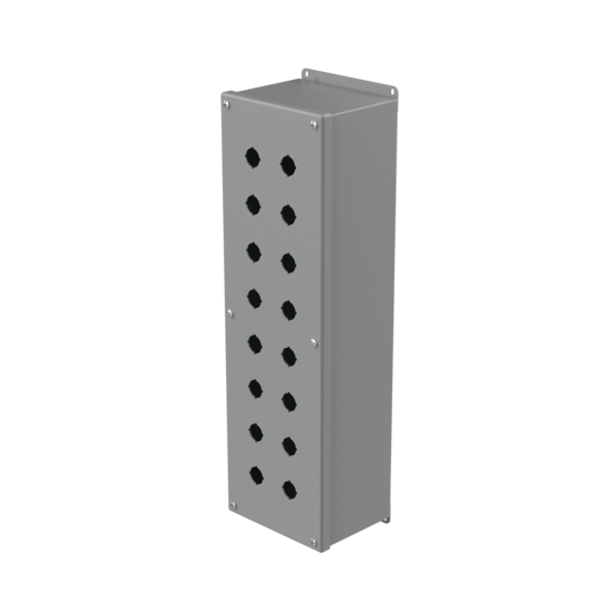 HOFFMAN E16SPBXVM Pushbutton Enclosure, 22.5mm Size, Portrait, Gray, Steel | CH8JAF