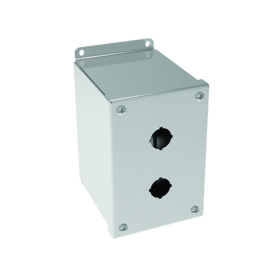 HOFFMAN E2PBGXSS Pushbutton Enclosure, Screw Cover, Extra Deep, 2 Holes, 22.5mm Hole Size, 304 SS | CH8JCD