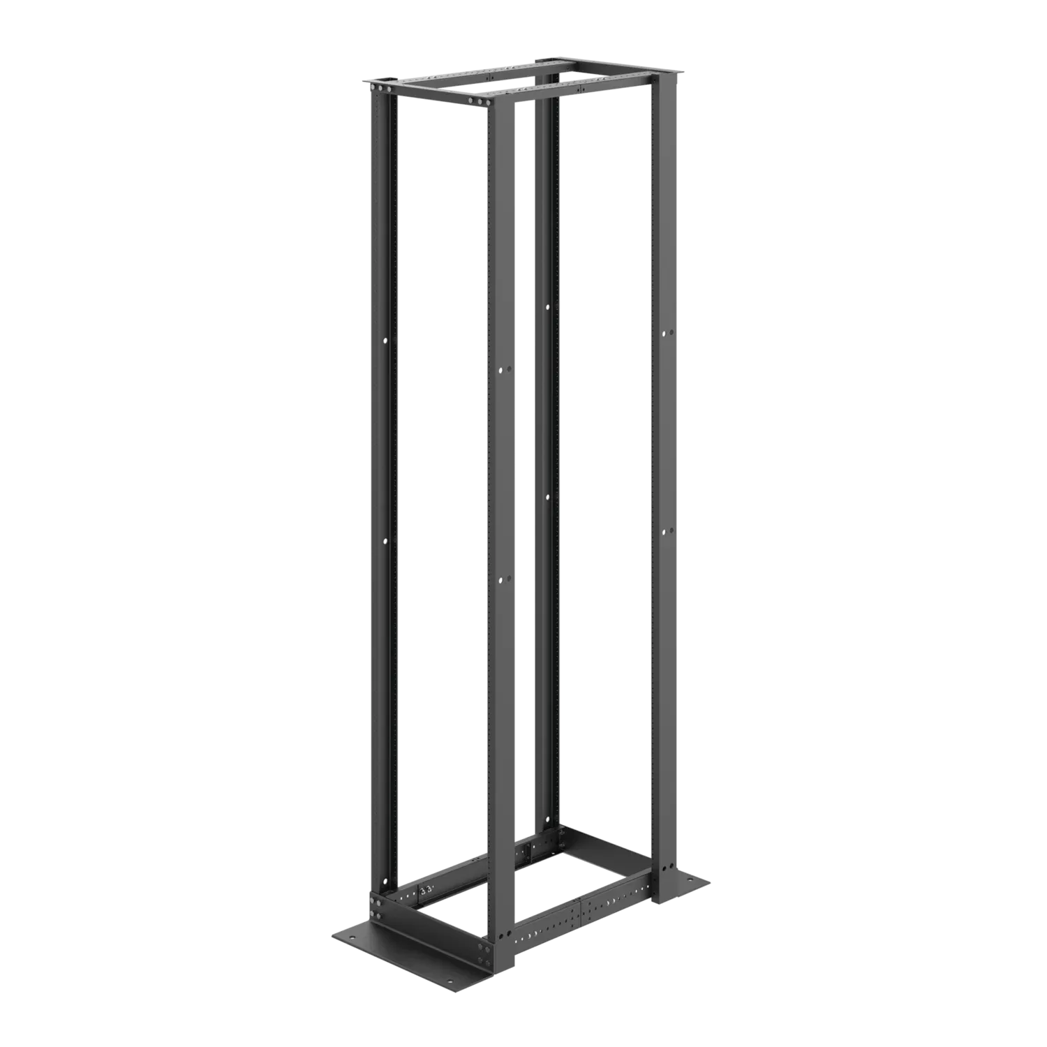 HOFFMAN E4DR19FM51U Open Frame Rack, 4 Post, 96 x 20.25 Inch Size, Black, Aluminium, Tapped, 51Pk | CH8JDE