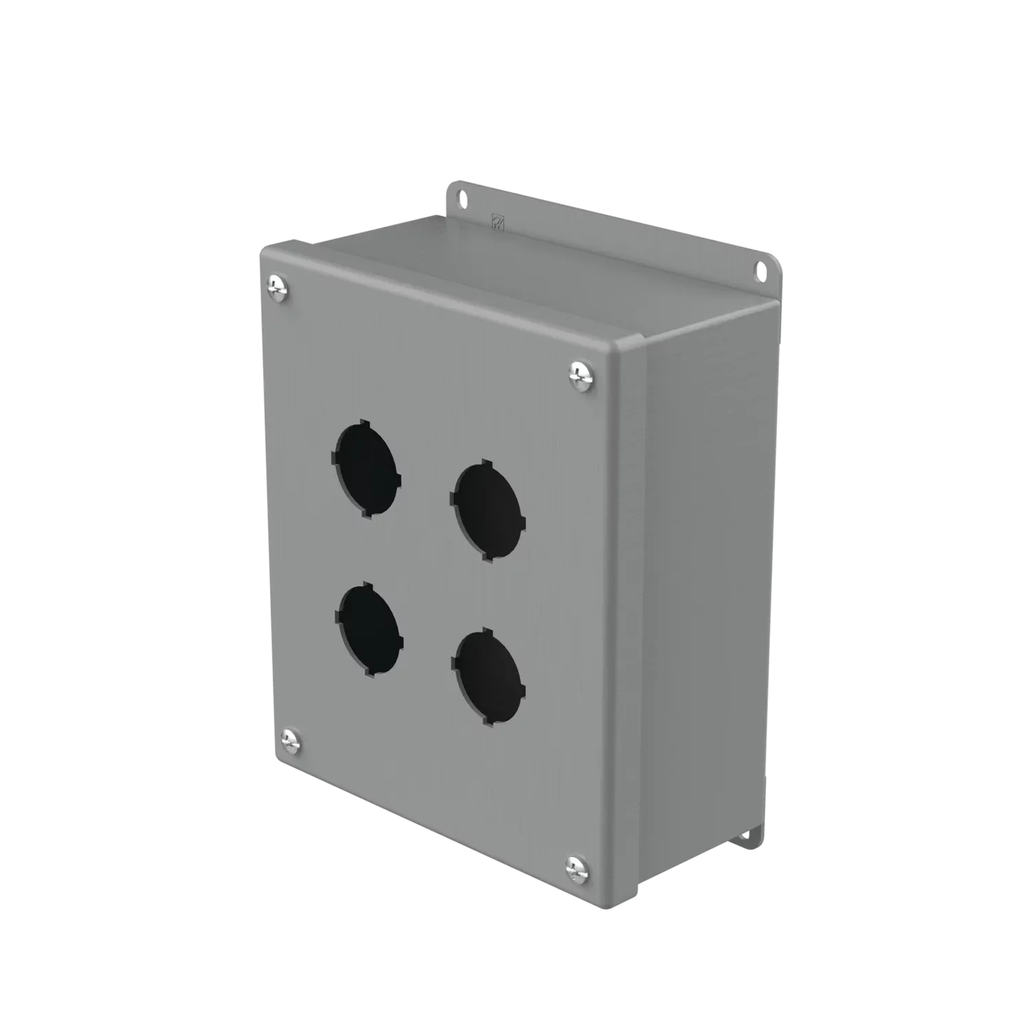 HOFFMAN E4SPB Pushbutton Enclosure, Type 12, 4 Holes, 30.5mm Hole Size, Square, Gray, Steel | CH8JDV