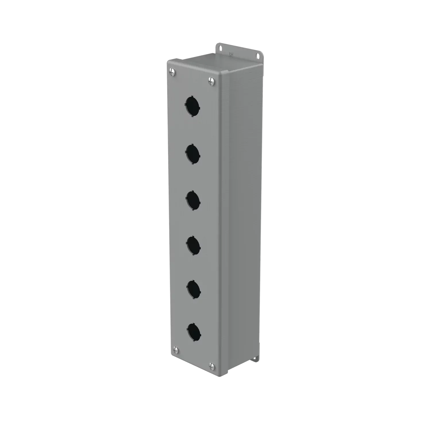 HOFFMAN E6PBGVL Pushbutton Enclosure, Type 12, 6 Holes, 22.5mm Hole Size, Gray, Steel | CH8JEK