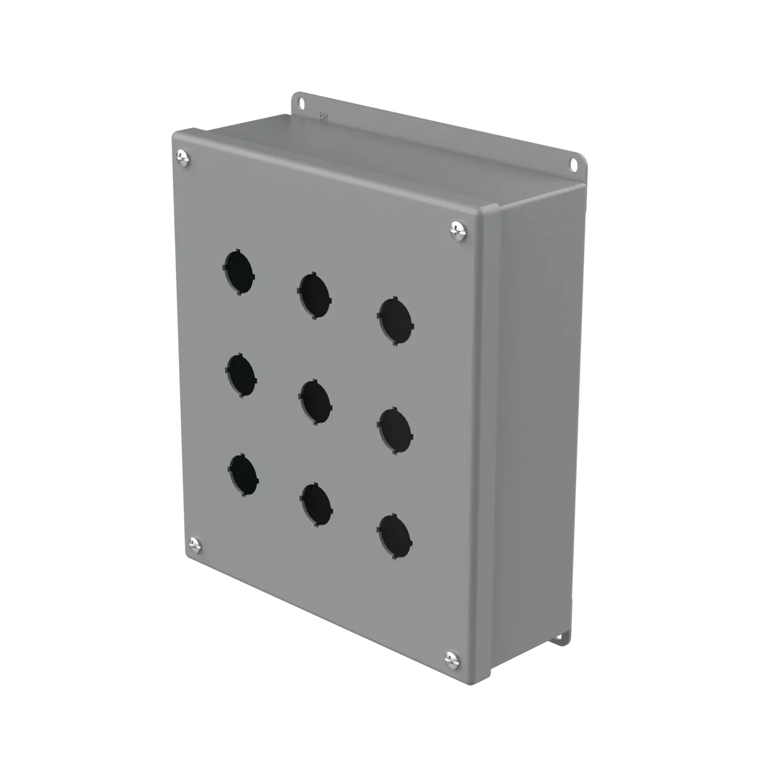 HOFFMAN E9PBG Pushbutton Enclosure, Type 12, 9 Holes, 22.5mm Hole Size, Gray, Steel | CH8JFA