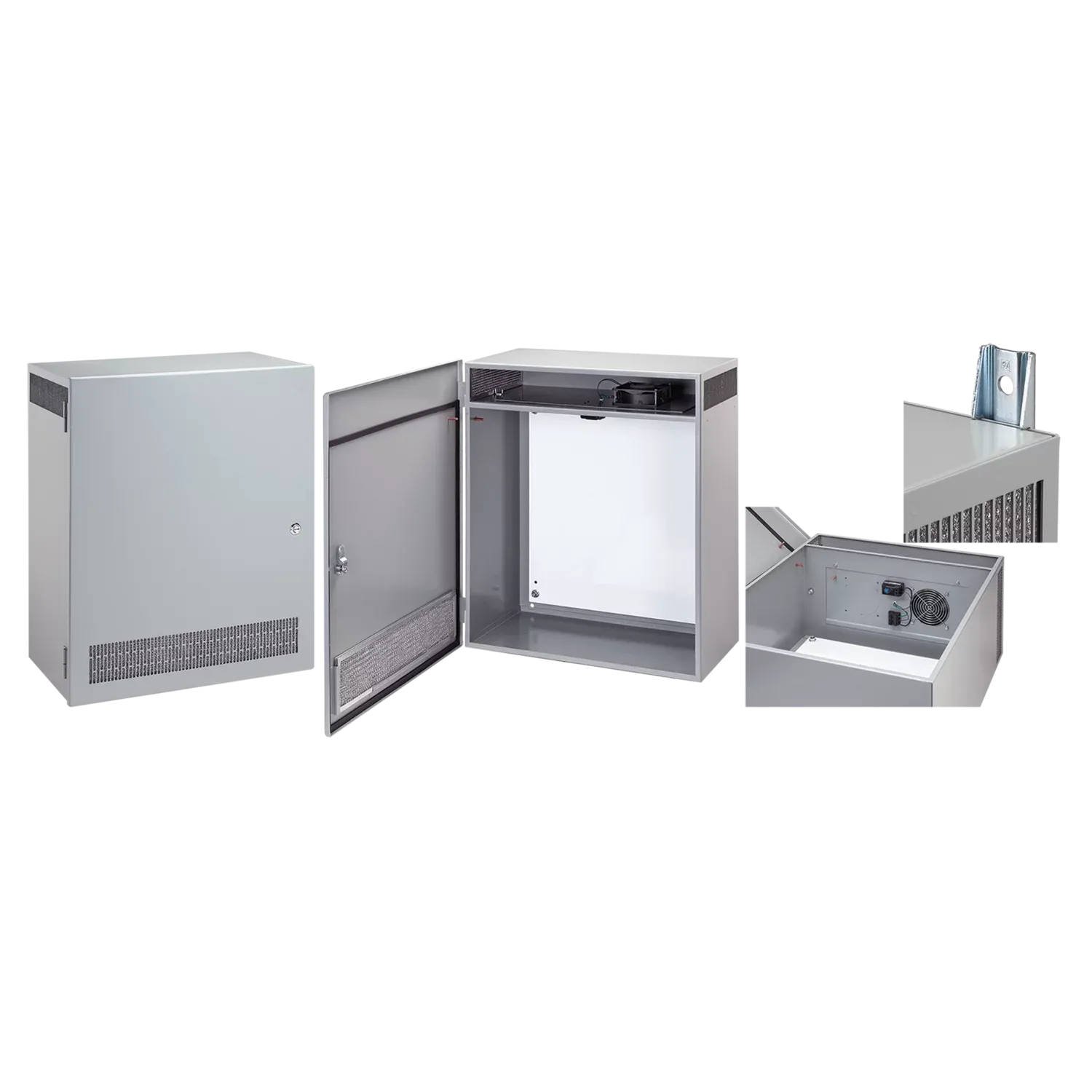 HOFFMAN T1F350LP Enclosure, With Fan, 54 x 30 x 12.75 Inch Size, Gray, Steel | CH8XLZ