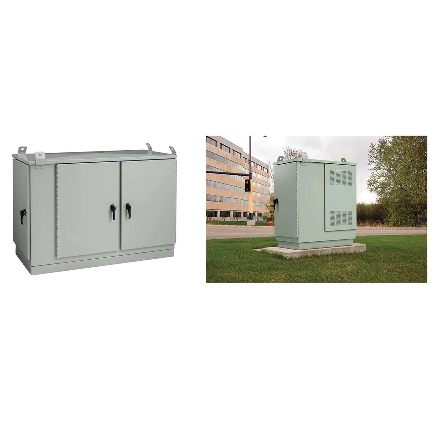 HOFFMAN T504030PM3 DSL Cabinet, Pad Mounted, 48.50 x 43.54 x 30 Inch Size, Light Gray, Aluminium | CH8XPX