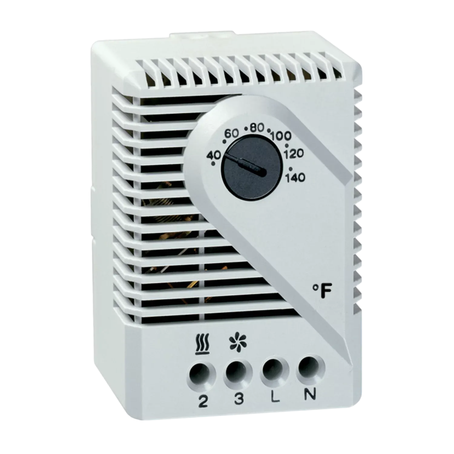 Thermostat Controller, 67 x 50 x 38mm Size, 230V, Light Gray, Plastic, Fahrehneit