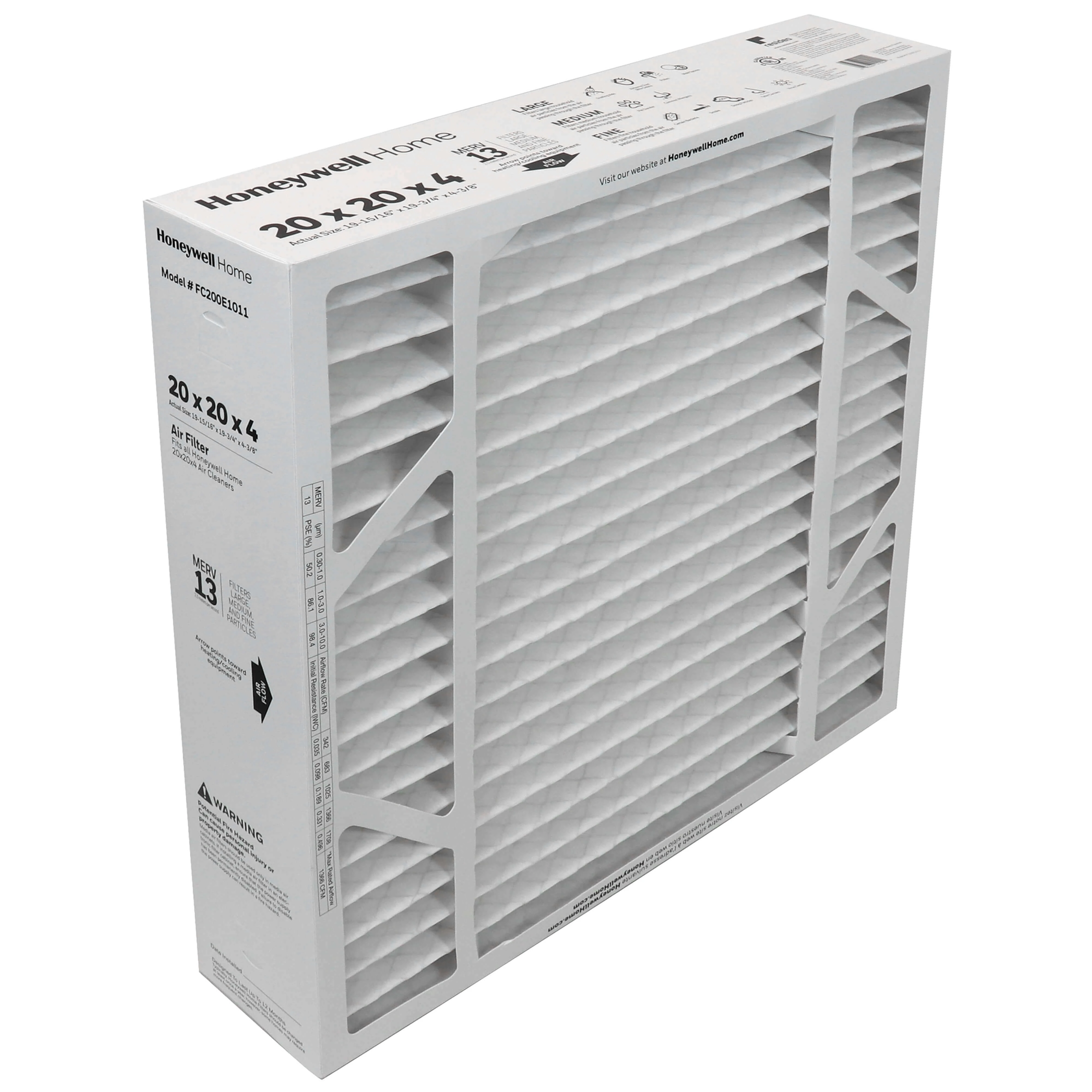 HONEYWELL FC200E1011 MEDIA REPLACEMENT FILTER, 20 Inch X 20 Inch, MERV, Panel, MERV 13 | CR4DAT 117AU8