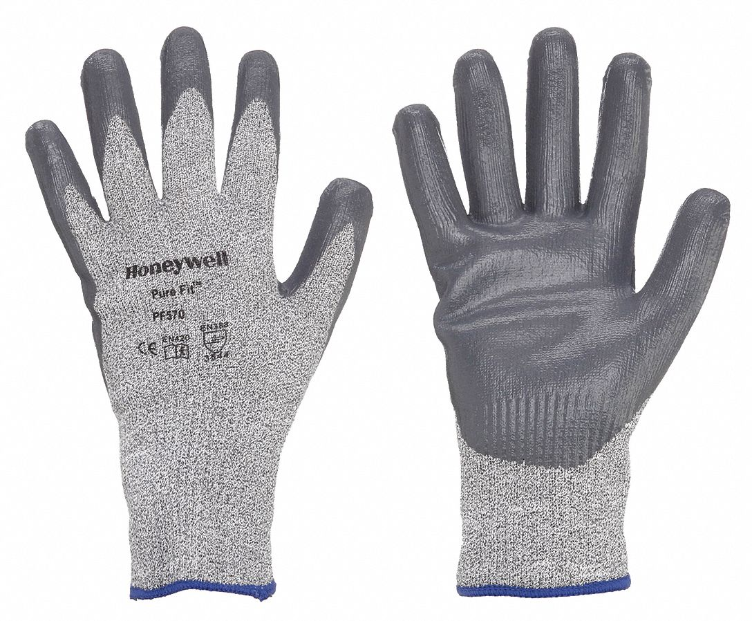 Coated Gloves, S, Palm, Nitrile, Ansi/Isea Abrasion Level 4, Smooth