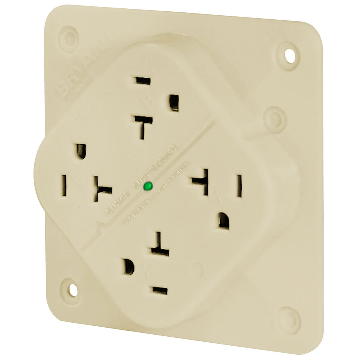 GRAINGER 21254SiA Receptacle, Quad, 5-20R, 20 A, 125V AC, Ivory, 2 Poles, Screw Terminals, Std Resist | CP8XXH 52HC51