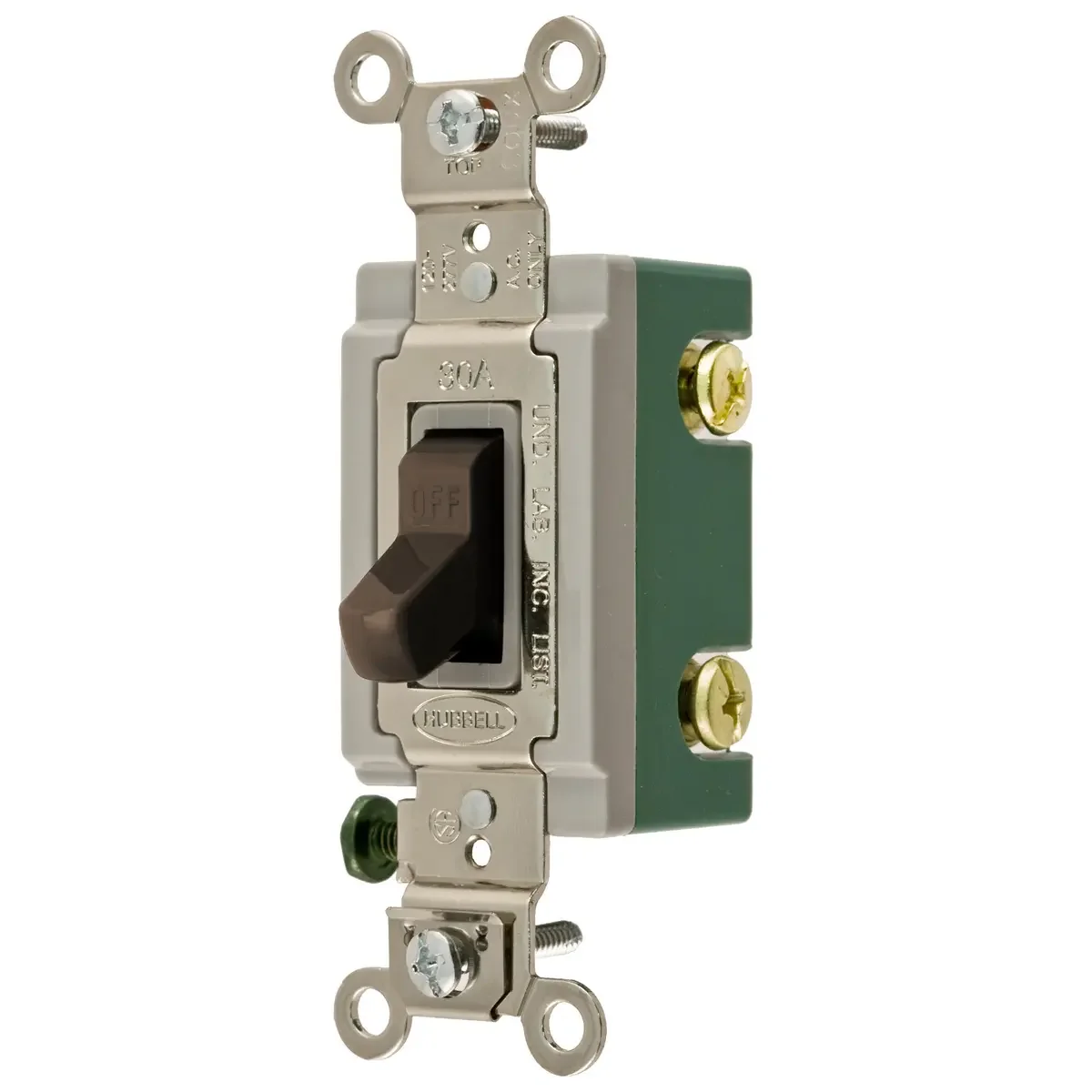 GRAINGER 3002BRN Wall Switch, Toggle Switch, Double Pole, Brown, 30 A, Screw Terminals, Screw Terminals | CP9EFK 52HE41