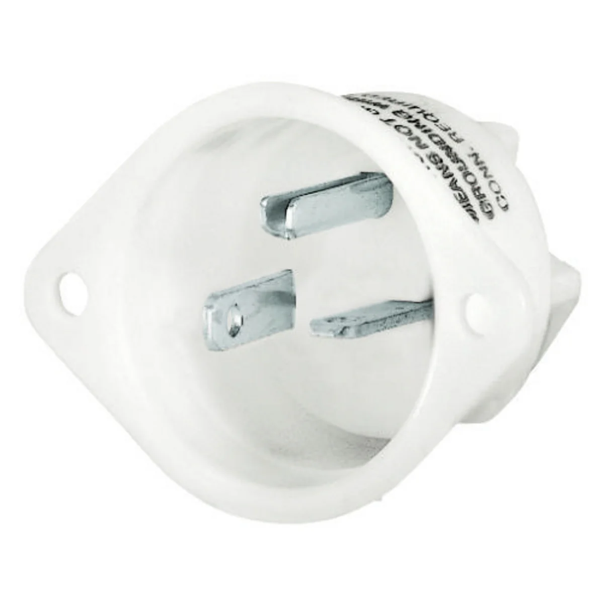 GRAINGER 5478 Flanged Inlet, 6-20P, 20 A, 250 VAC, 2 Poles, White, Screw Terminals, Screw Terminals | CQ2PCG 52HC28