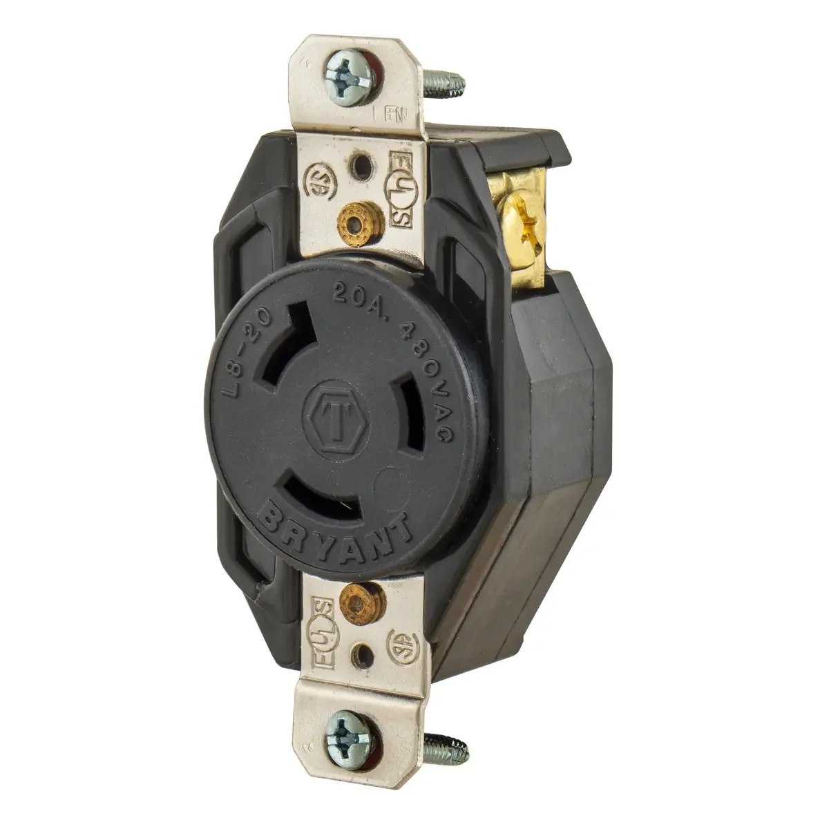 BRYANT 70520FR Black Locking Receptacle, 20 Amps, 125 VAC Voltage | CD2FGH 49YX51