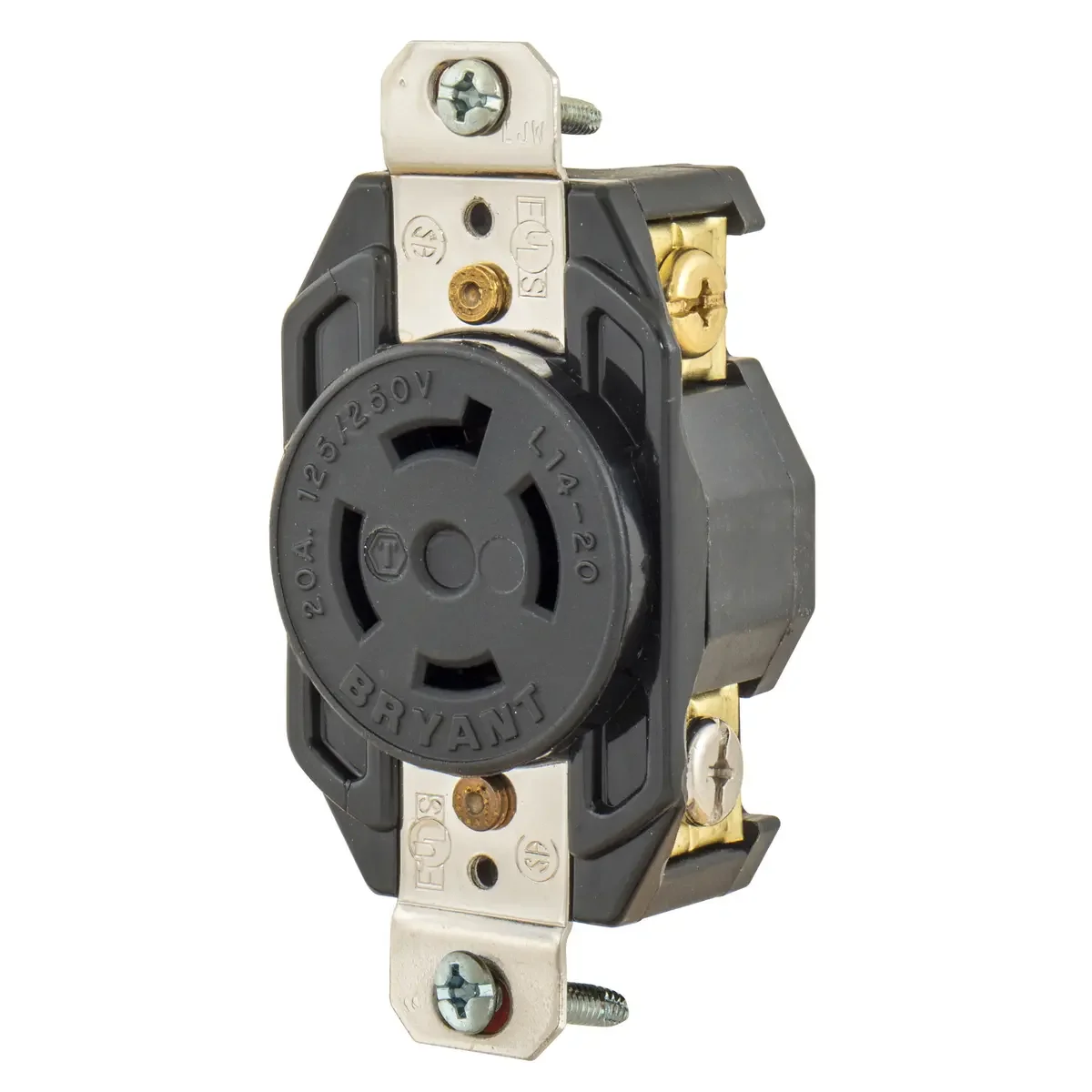 BRYANT 71420FR Black Locking Receptacle, 20Amps, 125/250VAC Voltage | CH6LFM 49YX58
