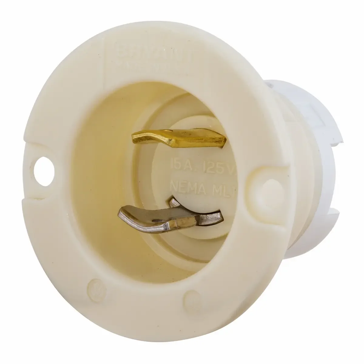 GRAINGER 7466N Midget Locking Flanged Inlet, ML1-15P, 15 A, 125V AC, 2 Poles | CQ2FXW 49YX70