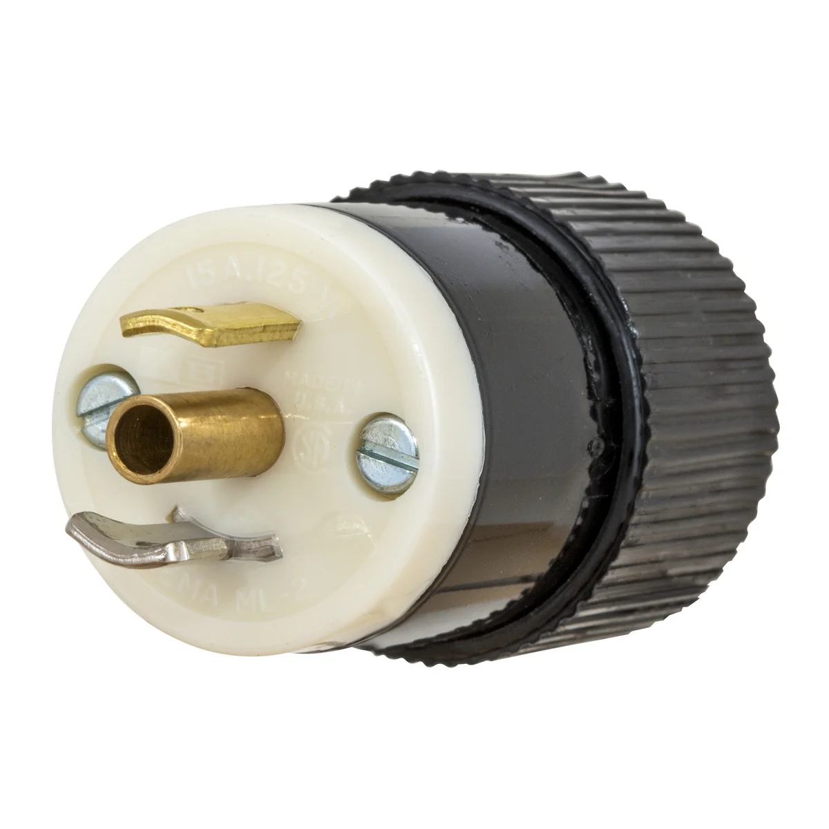 GRAINGER 7594NP Midget Locking Plug, ML2-15P, 125V AC, 15 A, 2 Poles, Black/White, Screw Terminals | CQ2FYP 49YX75
