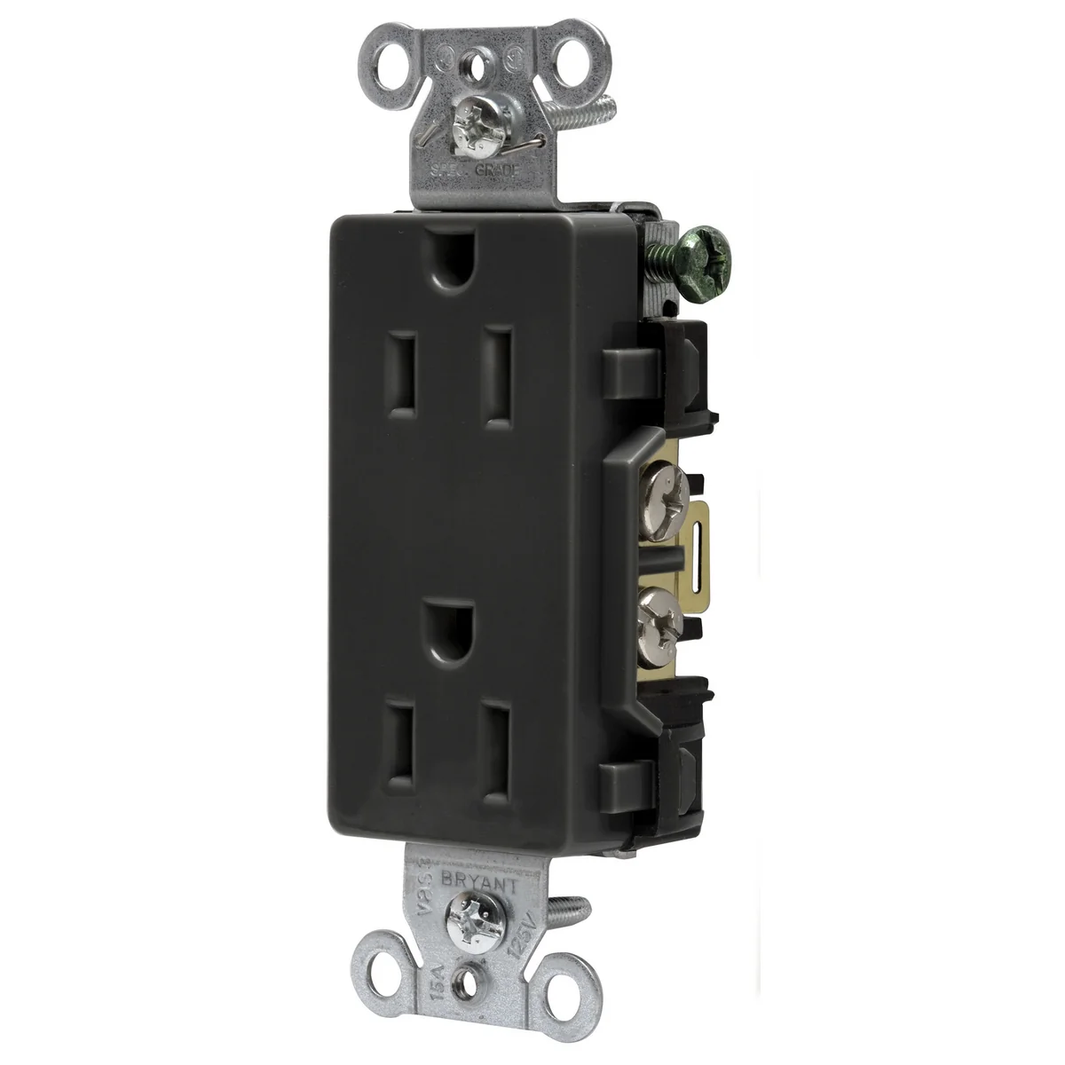 GRAINGER DRS15BLK Receptacle, Decorator Duplex, 5-15R, 15 A, 125V AC, Black, 2 Poles, Screw Terminals | CP8XTU 52HD97