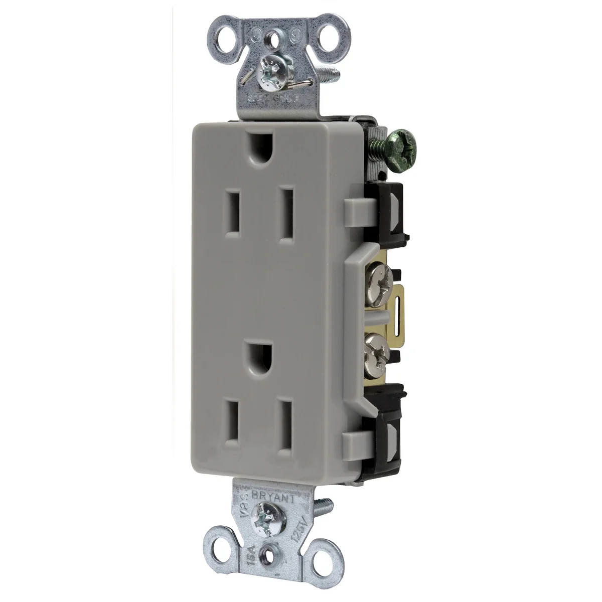 GRAINGER DRS15GRY Receptacle, Decorator Duplex, 5-15R, 15 A, 125V AC, Gray, 2 Poles, Screw Terminals | CP8XTY 52HD99