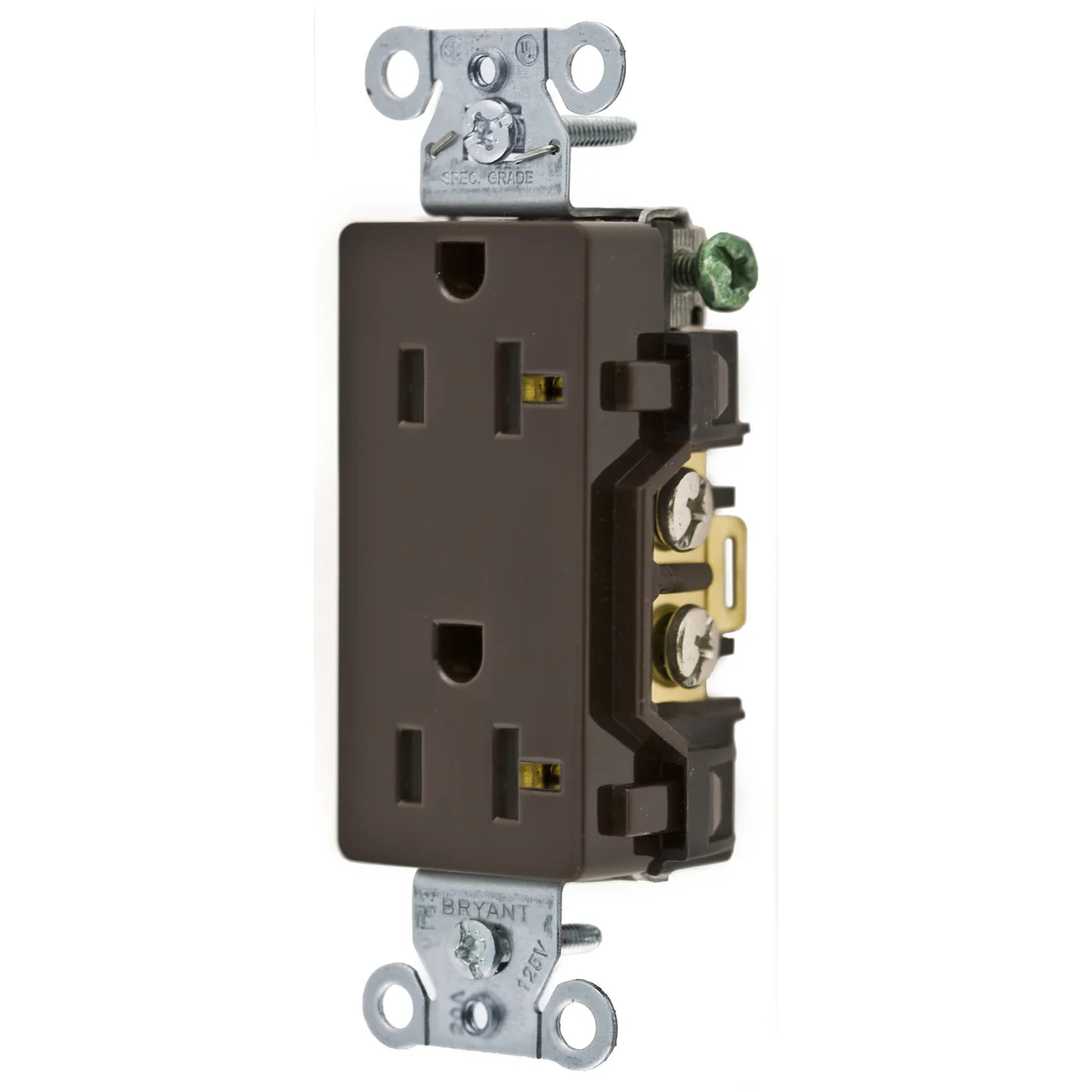 GRAINGER DRS20 Receptacle, Decorator Duplex, 5-20R, 20 A, 125V AC, Brown, 2 Poles, Screw Terminals | CP8XUF 49YZ27