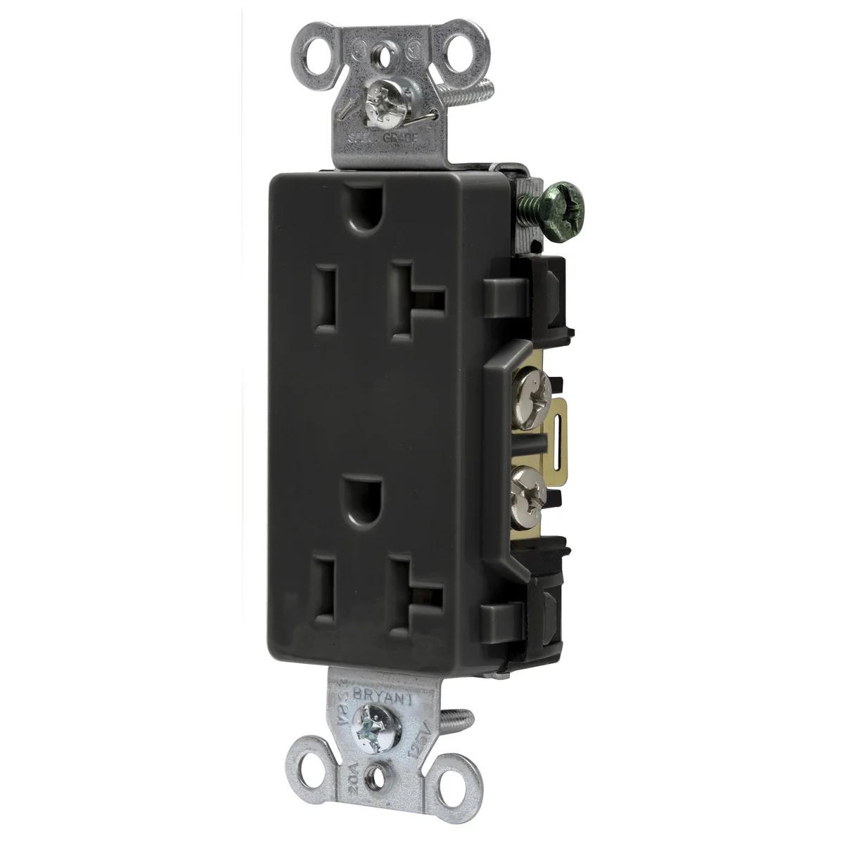 GRAINGER DRS20BLK Receptacle, Decorator Duplex, 5-20R, 20 A, 125V AC, Black, 2 Poles, Screw Terminals | CP8XUD 52HE07
