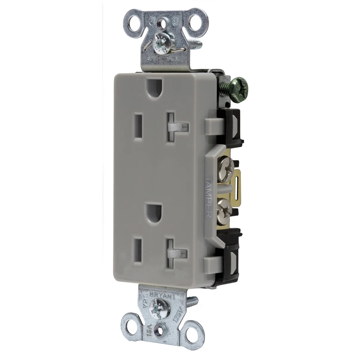 GRAINGER DRS20GRYTR Receptacle, Decorator Duplex, 5-20R, 20 A, 125V AC, Gray, 2 Poles, Screw Terminals | CP8XUH 52HE10