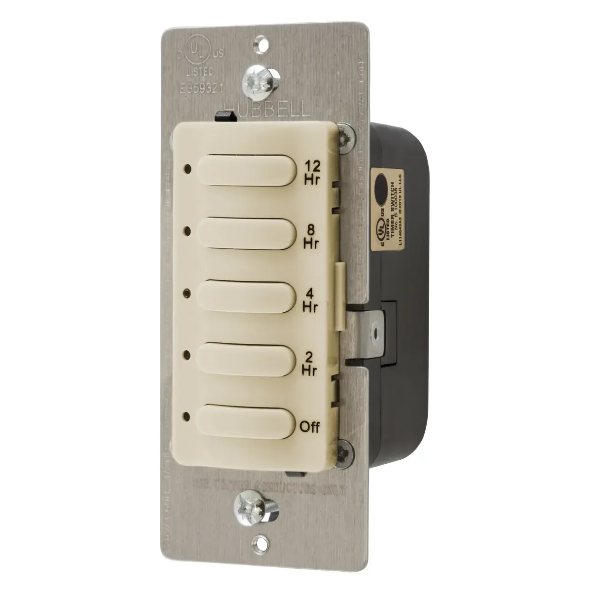 HUBBELL WIRING DEVICE-KELLEMS DT5012I Timer Switch, Single Pole, 8.3A, 120/277VAC, 12 Hour Delay Time Out, Ivory | AF9ANB 29RW81