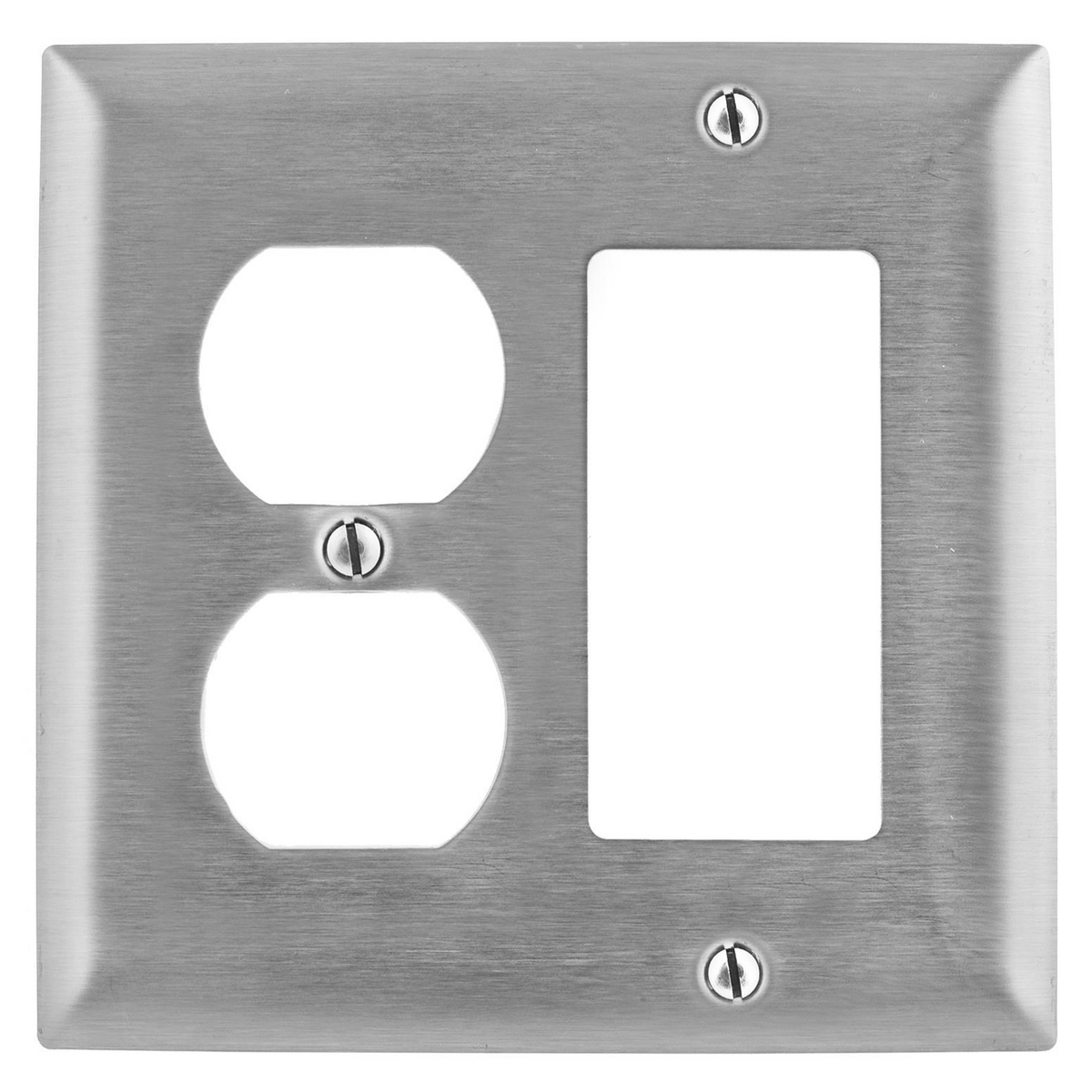 HUBBELL WIRING DEVICE-KELLEMS SS826 Wallplate, 2-Gang, 1 Duplex, 1 Gfci Openings, Standard Size, Stainless Steel | BD3GQX